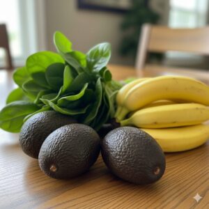 食材で補う（アボカド・バナナ・ほうれん草など）