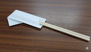 箸袋の先を軽く折る